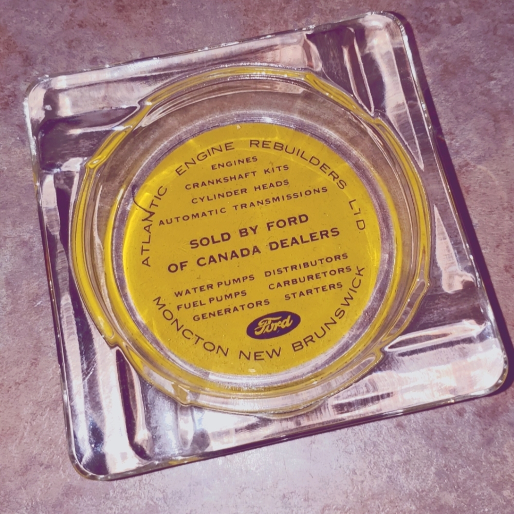 Glass Advertising Ashtray Ford Moncton NB Canada
